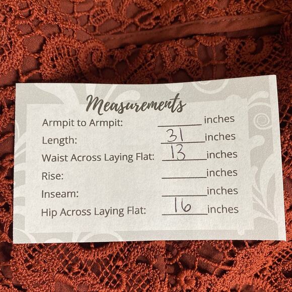 2/$30 ZARA Guipure Lace Crochet Pencil Skirt XS Terracotta Back Slit Midi #6361 - Picture 13 of 14